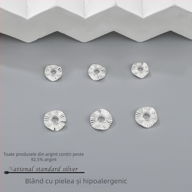 Accesorii DIY pentru bijuterii – Mărgele spacer cu dungi în valuri, argintiu 925, electroplacare