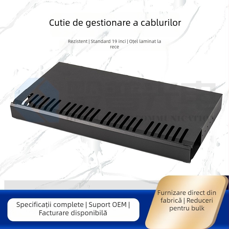 Raft pentru gestionarea cablurilor și depozitare cabluri, 24/48 porturi, construcție din oțel laminat la rece, întărită, pentru cabluri de rețea