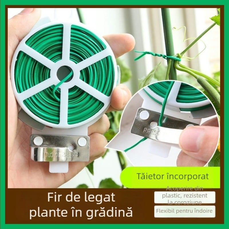 Fier de legare pentru grădină cu auto-tăiere, acoperire PVC, pentru plante cățărătoare – BEN