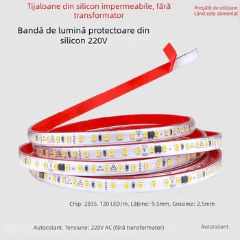 Bandă LED monocromă 220V – lumină liniară încorporată pentru vitrine, bandă decorativă autoadezivă, 10–15W, cip LED Xing jian, CRI 60–79