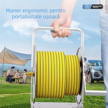 Sangmei Rola de furtun pentru spălarea mașinii acasă și depozitarea pistolului de apă, tambur de rulare a furtunului pentru udarea grădinii