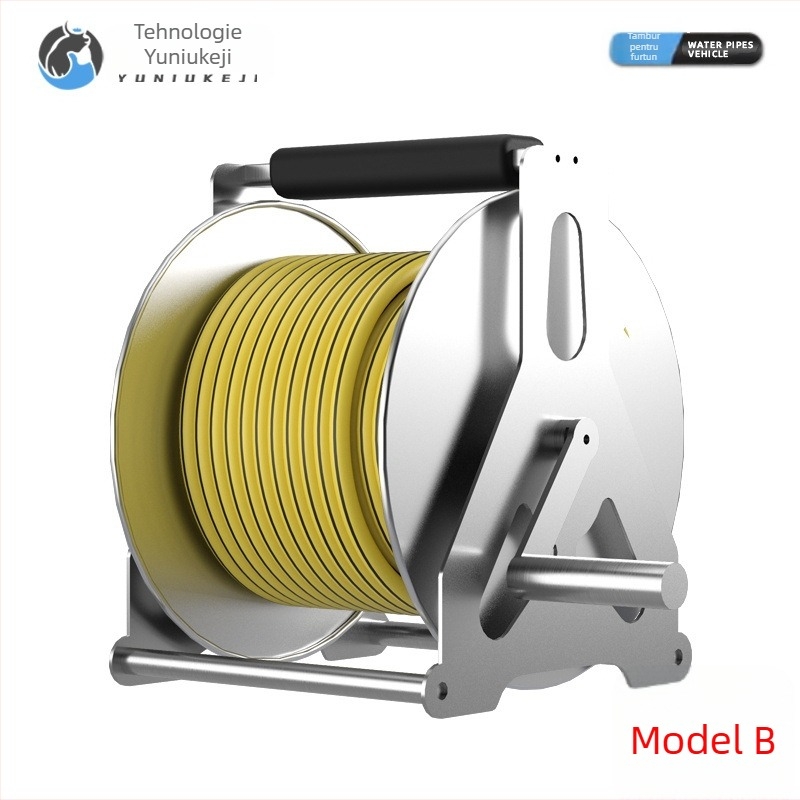 Sangmei Rola de furtun pentru spălarea mașinii acasă și depozitarea pistolului de apă, tambur de rulare a furtunului pentru udarea grădinii