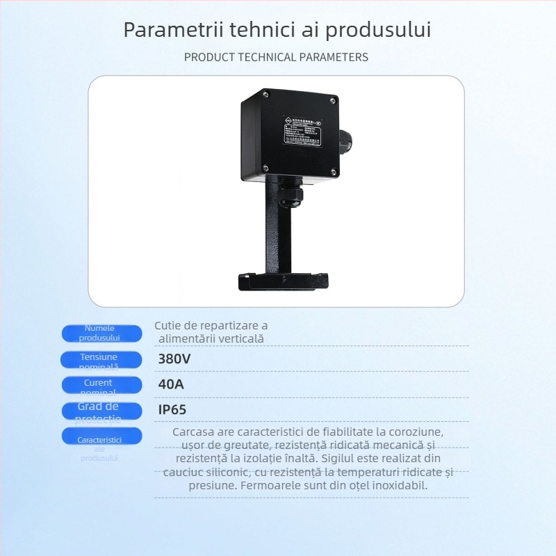 Cutie verticală de conexiuni pentru alimentare, carcasă din aluminiu turnat, IP68, rezistentă la temperaturi înalte, etanșă și izolație ignifugă