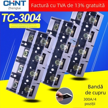 Bloc terminal de distribuție, 4 poli, curent înalt 300 A, contacte din cupru