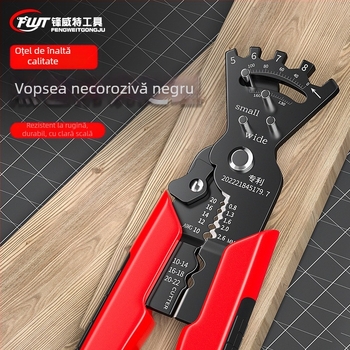 Clește pentru dezizolarea și sertizarea cablurilor pentru electrician, cu mecanism de economisire a efortului, oțel crom-vanadiu, 0,3 kg, Feng Weite