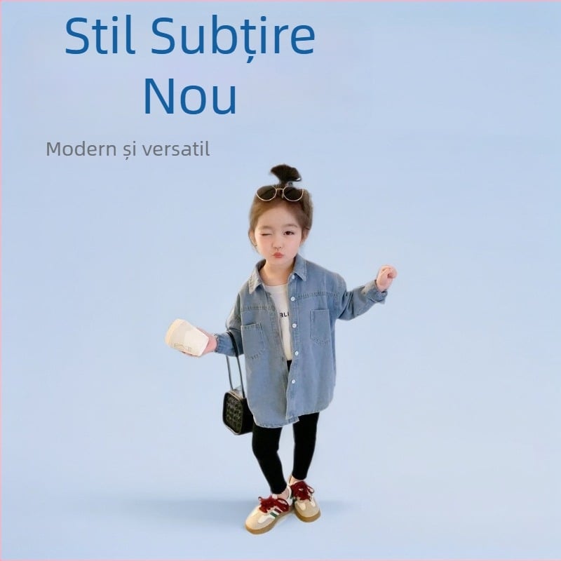 Geacă din denim pentru fete, stil coreean, primăvară și toamnă, închidere cu nasturi, protecție UV, căptușeală 100%