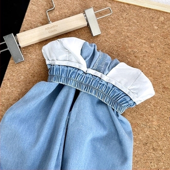 Pantaloni pentru copii, stil hip-hop, material denim-bumbac, talie înaltă, lungime crop