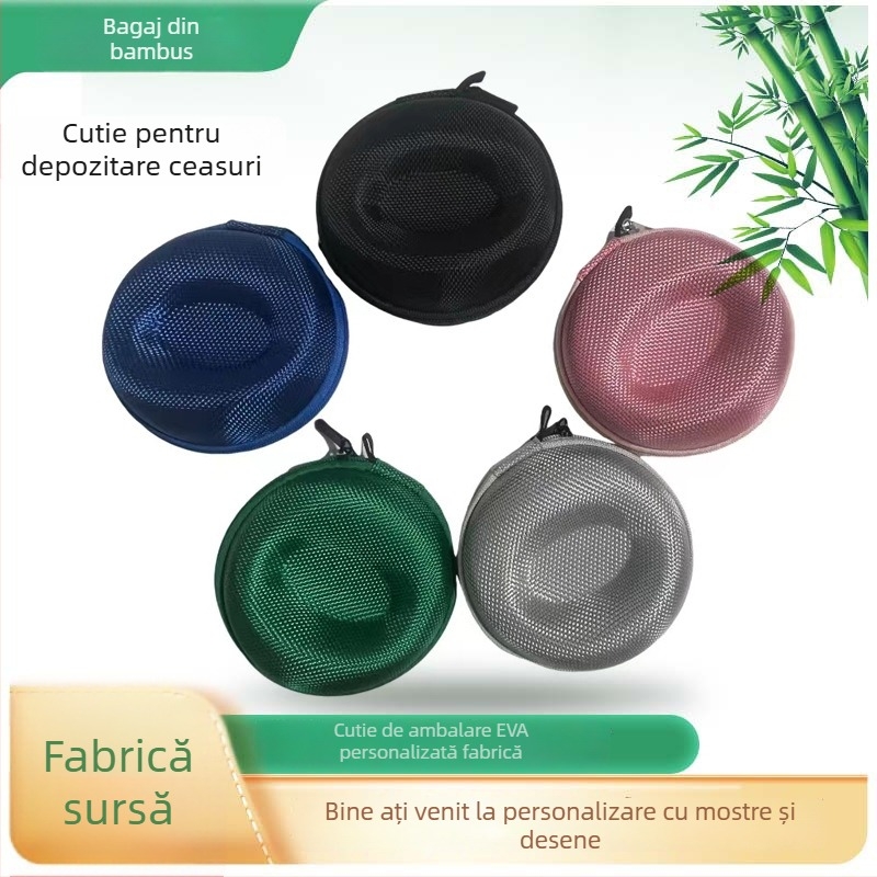 Stoc gata: cutie EVA de depozitare pentru ceas, cutie circulară, ambalare individuală, turnare prin presare la rece, cusut manual