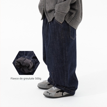 Pantaloni pentru băieți, stil coreean, iarnă, lungi, talie medie, vârsta 3–8 ani, țesătură principală: 78.8% bumbac / 21.2% bumbac reciclat; căptușeală: 100% poliester