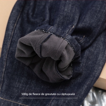 Pantaloni pentru băieți, stil coreean, iarnă, lungi, talie medie, vârsta 3–8 ani, țesătură principală: 78.8% bumbac / 21.2% bumbac reciclat; căptușeală: 100% poliester