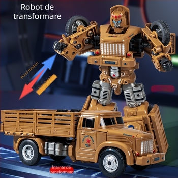 DIY robot-camion transformabil manual – model din plastic de mașină cu control prin inerție, vehicul militar simulat