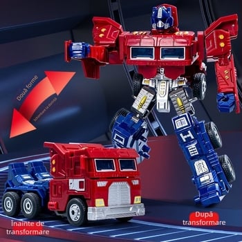 DIY robot-camion transformabil manual – model din plastic de mașină cu control prin inerție, vehicul militar simulat