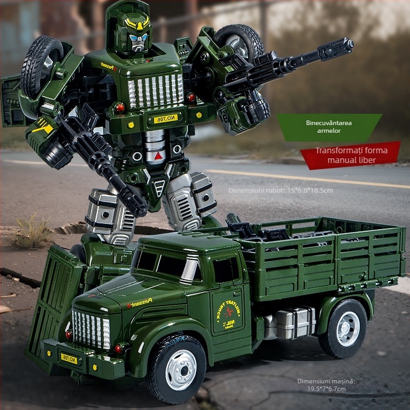 DIY robot-camion transformabil manual – model din plastic de mașină cu control prin inerție, vehicul militar simulat