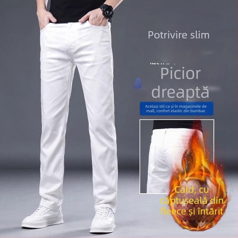 Jeans croială dreaptă, denim din bumbac, talie medie, închidere cu fermoar