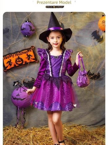 Rochie de costum pentru copii de Halloween – inspirată de prințesa Albă ca Zăpada, din bumbac, 90–95% bumbac, pentru cosplay/roluri, potrivită pentru copii sub 17 ani