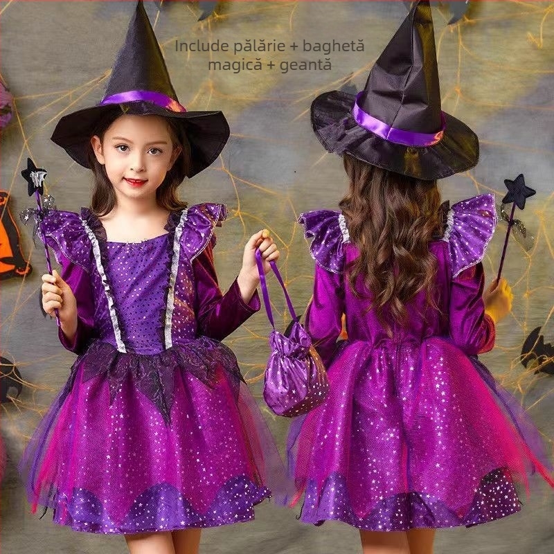 Rochie de costum pentru copii de Halloween – inspirată de prințesa Albă ca Zăpada, din bumbac, 90–95% bumbac, pentru cosplay/roluri, potrivită pentru copii sub 17 ani