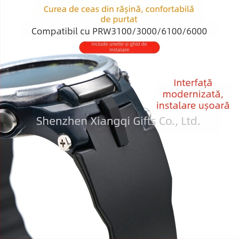 Brățară din rășină neagră pentru Casio PRW-3100/3000; curea TPU din cauciuc pentru PRW-6100Y/6000