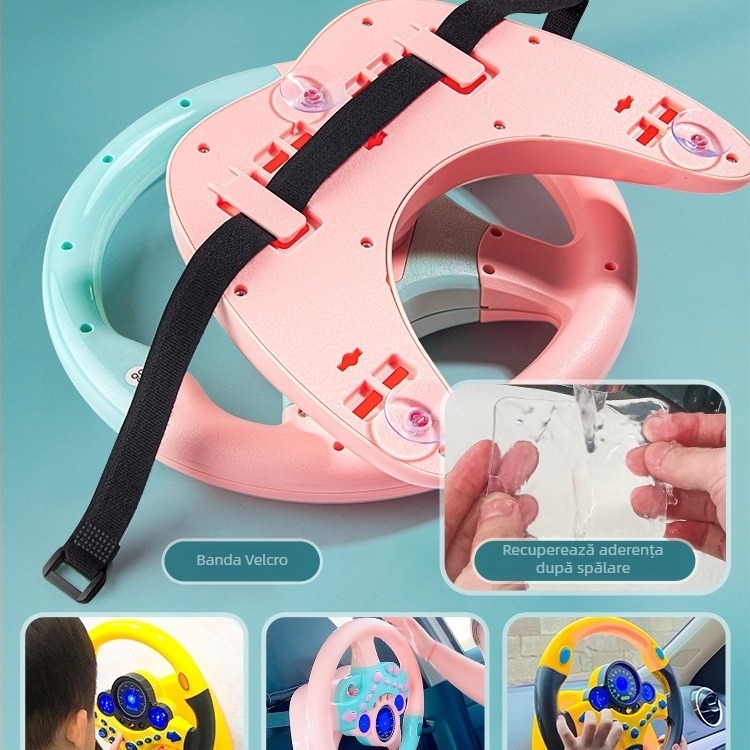 Volan pentru copii pentru bancheta din spate a mașinii – simulare de condus, din plastic, pentru sugari și copii mici (0–3 ani)