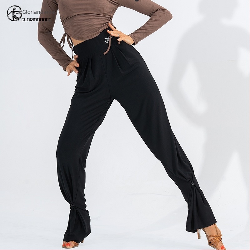 Pantaloni latino pentru femei – croială slim, material spandex, 15% conținut, îmbrăcăminte de dans
