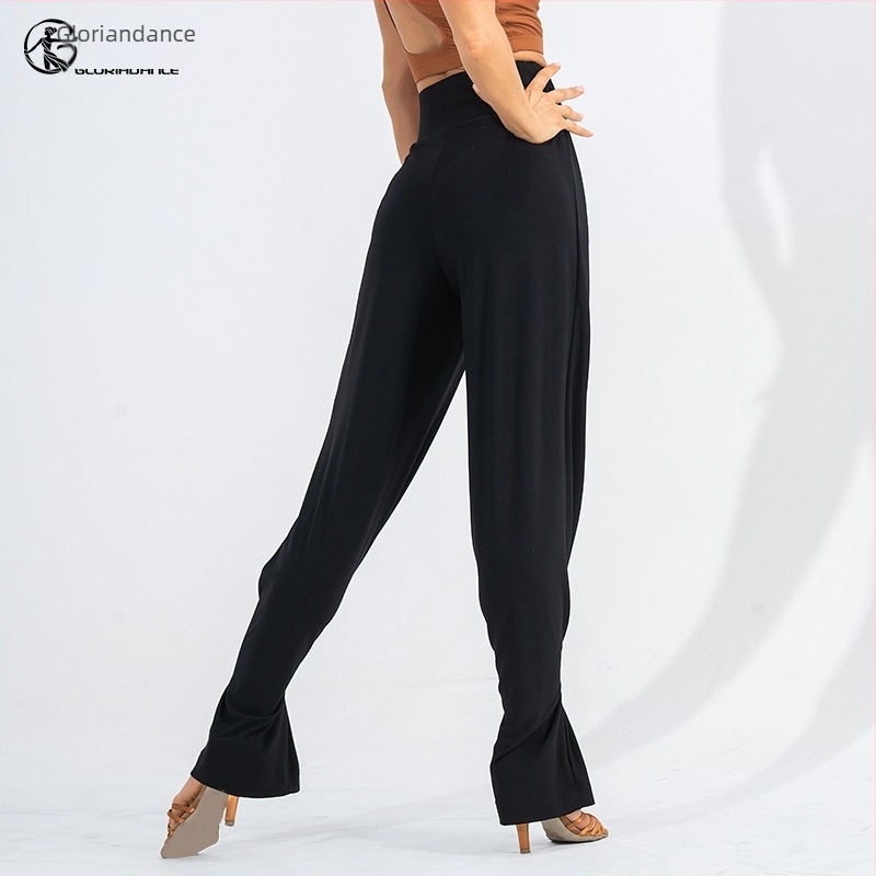 Pantaloni latino pentru femei – croială slim, material spandex, 15% conținut, îmbrăcăminte de dans