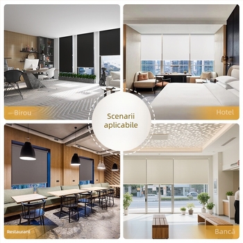 Rulou blackout poliester pentru birou, proiect hotel; personalizabil; stil modern minimalist; potrivit pentru living, dormitor