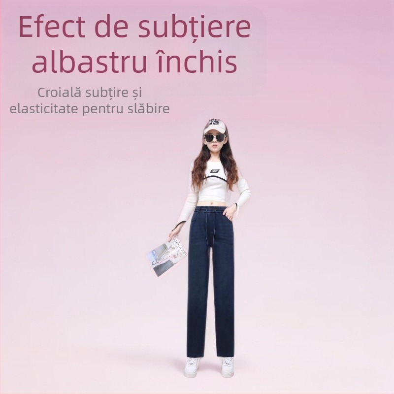 Blugi pentru femei, talie înaltă, denim cu Tencel, talie elastică, casual, toamnă 2025