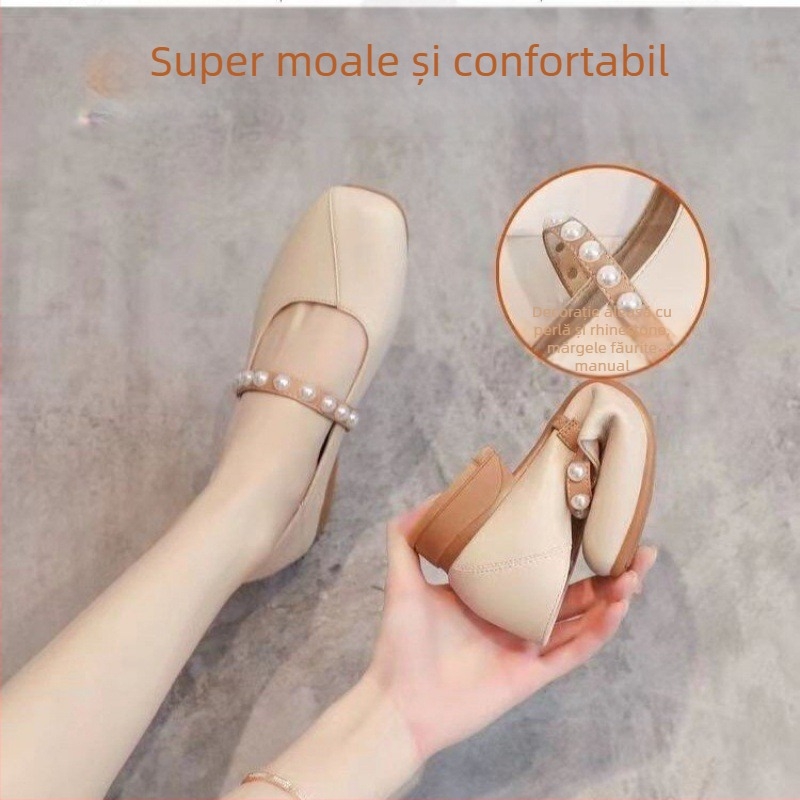 Pantofi satinati, vârf drept, model craniu, toc gros 4–6 cm, toamnă