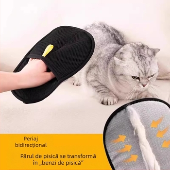 Mănușă electrostatică pentru îndepărtarea părului de animale, perie cu două fețe