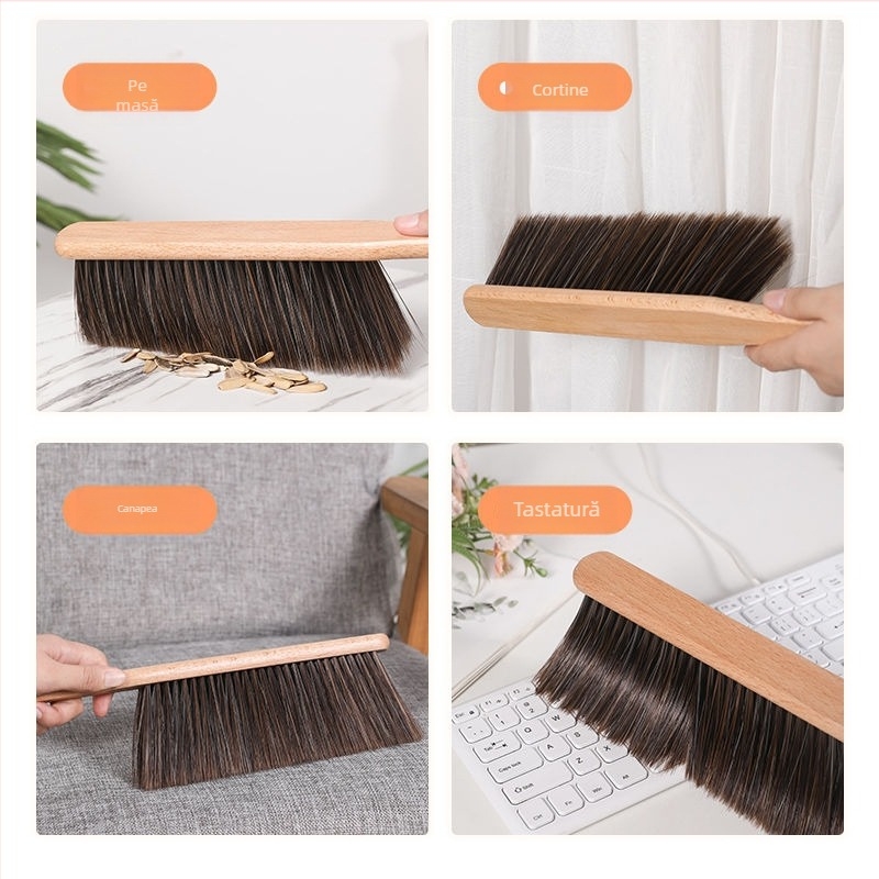 Perie pentru pat cu peri PET, anti-static, mâner lung, îndepărtarea prafului