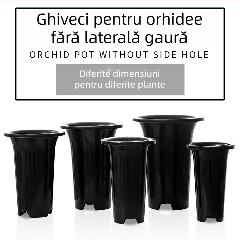 Ghiveci pentru orchidă fără găuri laterale, din plastic, înălțit și îngroșat, respirabil, turnat prin injecție