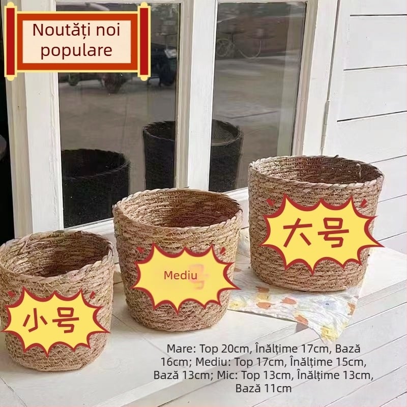 Set ghivece împletite — stil scandinav, material viță, ghivece decorative de interior