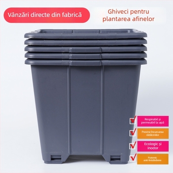 Ghiveci pentru afine, 30 L / 7 galoni, din plastic, pătrat mare, permeabil, controlul rădăcinilor