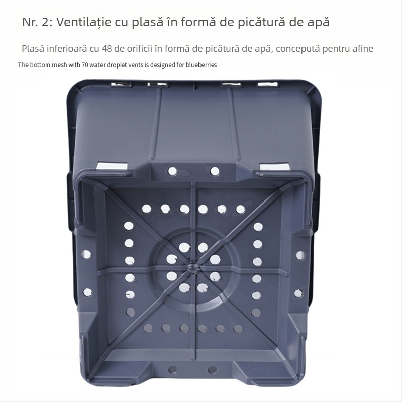 Ghiveci pentru afine, 30 L / 7 galoni, din plastic, pătrat mare, permeabil, controlul rădăcinilor