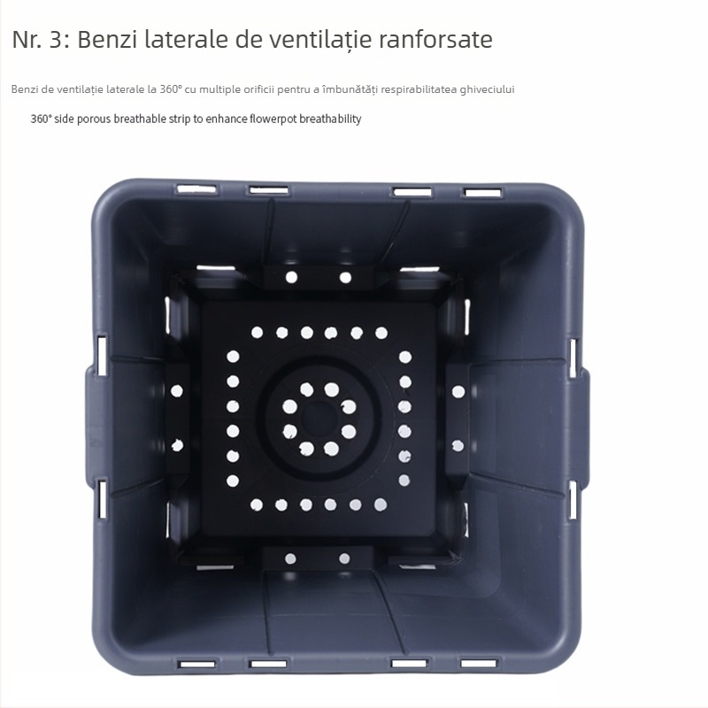Ghiveci pentru afine, 30 L / 7 galoni, din plastic, pătrat mare, permeabil, controlul rădăcinilor