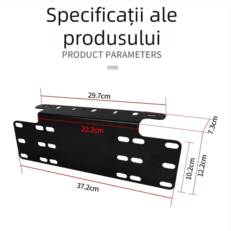 Suport universal pentru plăcuța de înmatriculare, construcție din fier, montaj pe bara frontală pentru LED spot extern 12V/24V