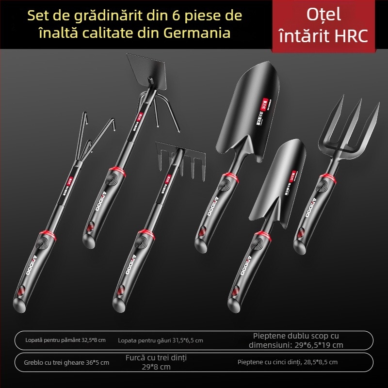 Airuidun Set de unelte de grădină – trei piese, pentru plantarea florilor și legumelor, săpatul și afânarea solului, potrivit pentru ghivece