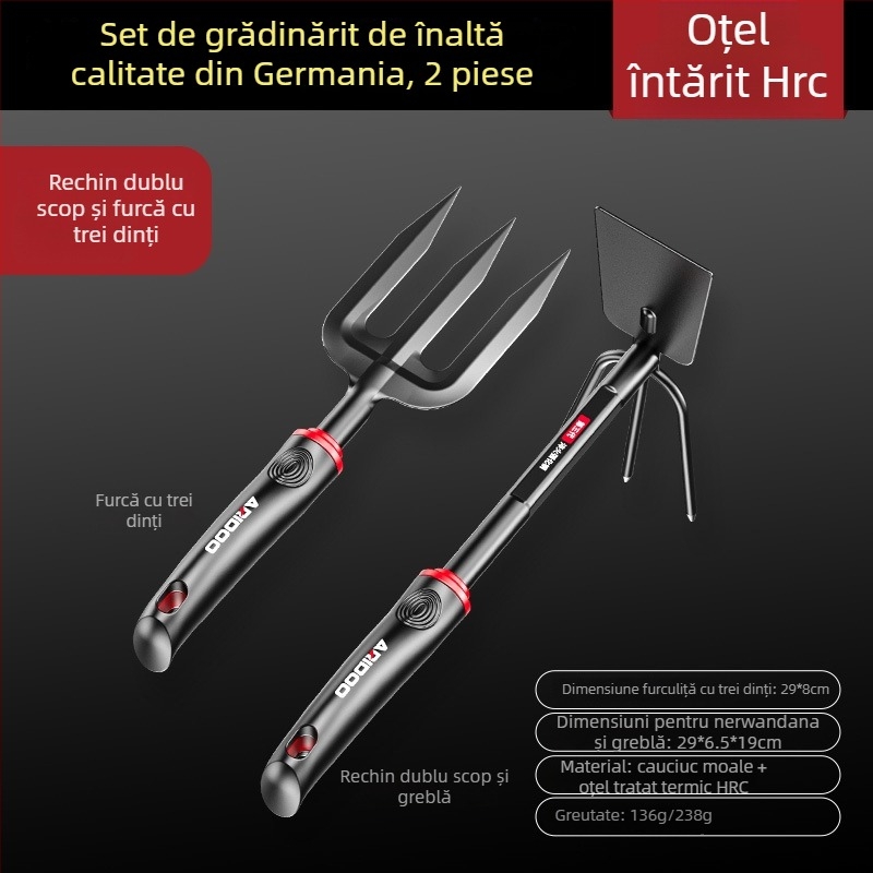 Airuidun Lopată de grădină — set de trei piese pentru plantarea florilor, sădirea legumelor, afânarea solului și îndepărtarea buruienilor