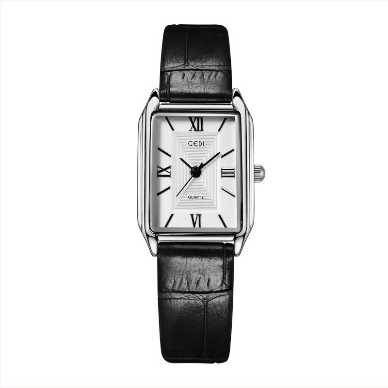 Ceas de damă Gödel, cadran dreptunghiular, mișcare quartz, carcasă din aliaj, curea din fibră superioară, rezistență la apă 30 m