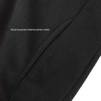 Jachetă fleece cu glugă, model dungat, țesătură din bumbac, căptușeală poliester