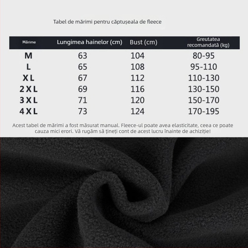 Jachetă fleece cu glugă, model dungat, țesătură din bumbac, căptușeală poliester