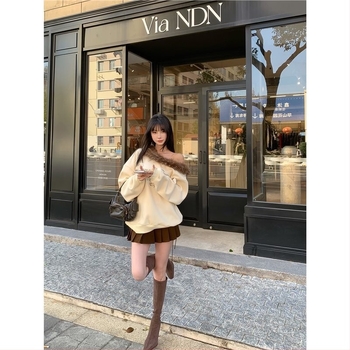 Pulover dama din chenille cu guler detașabil din blană și detaliu cu cristale, guler polo, mâneci lungi, amestec Spandex sub 30%