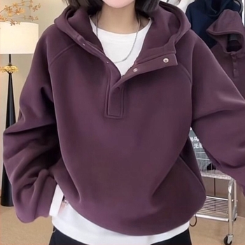 Hanorac de fleece cu glugă, material modal, șnur de reglare, lungime ultra-scurtă