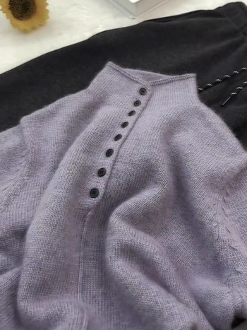 Pulover tricotat cu guler înalt, mâneci lungi, croială lejeră, cu glugă — stil casual japonez-coreean, iarna 2025