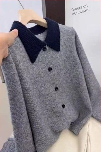 Cardigan tricotat din Chenille pentru femei, guler polo, fără mâneci, conținut Spandex, Primăvara 2025