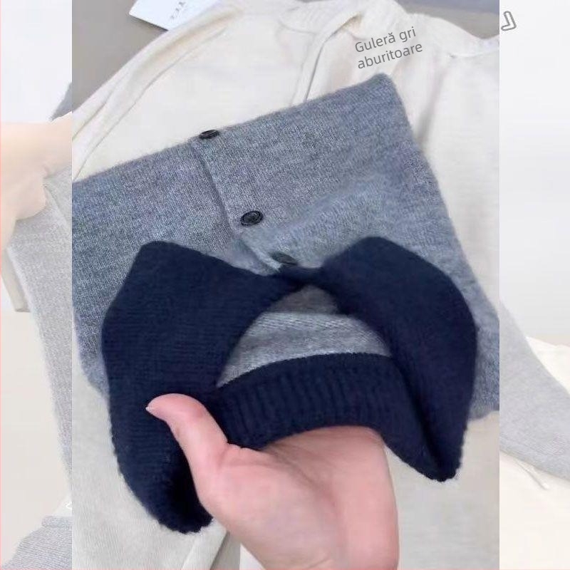 Cardigan tricotat din Chenille pentru femei, guler polo, fără mâneci, conținut Spandex, Primăvara 2025