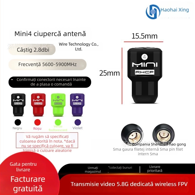 Antena FPV pentru dronă – câștig mare la 5,8 GHz pentru transmisie HD a imaginilor, design Pagoda Mushroom-Head