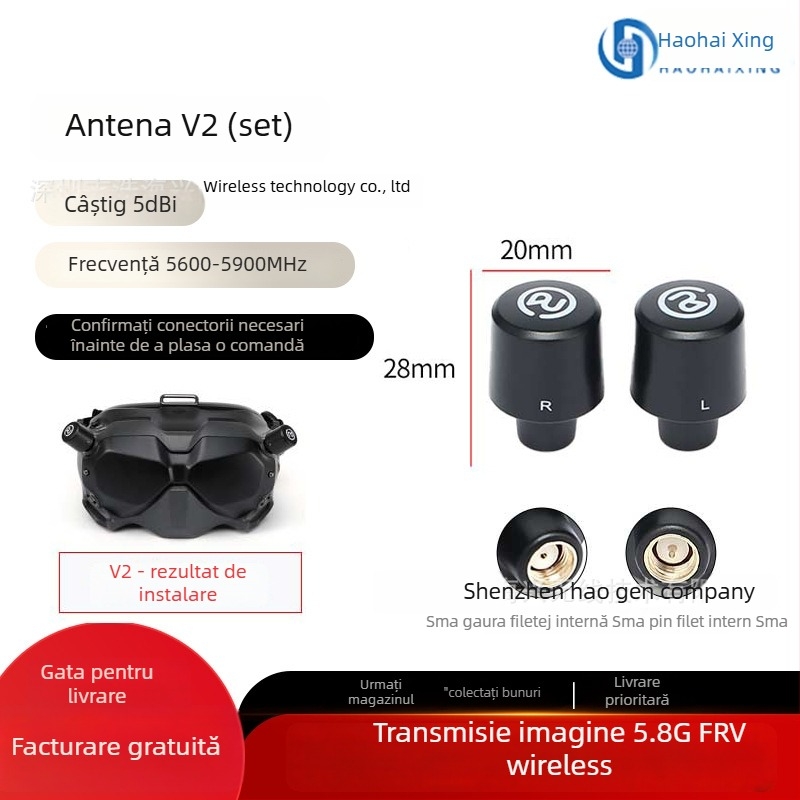 Antena FPV pentru dronă – câștig mare la 5,8 GHz pentru transmisie HD a imaginilor, design Pagoda Mushroom-Head