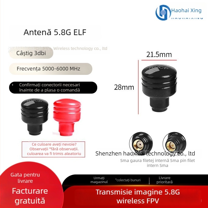 Antena FPV pentru dronă – câștig mare la 5,8 GHz pentru transmisie HD a imaginilor, design Pagoda Mushroom-Head