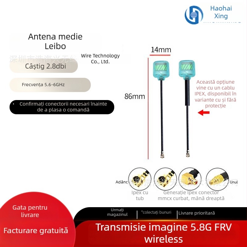 Antena FPV pentru dronă – câștig mare la 5,8 GHz pentru transmisie HD a imaginilor, design Pagoda Mushroom-Head