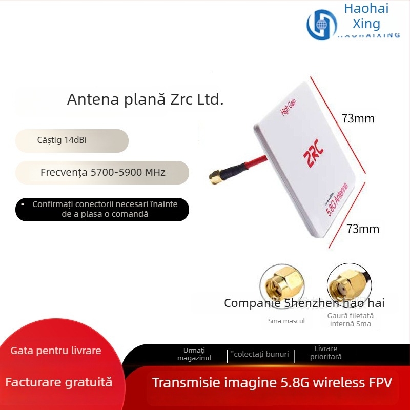 Antena FPV pentru dronă – câștig mare la 5,8 GHz pentru transmisie HD a imaginilor, design Pagoda Mushroom-Head